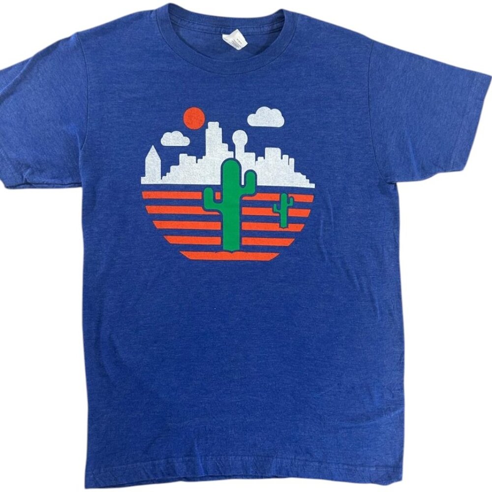Tultex Blue Shirt Size S Cactus logo Short Sleeve Sweatshirt Cotton